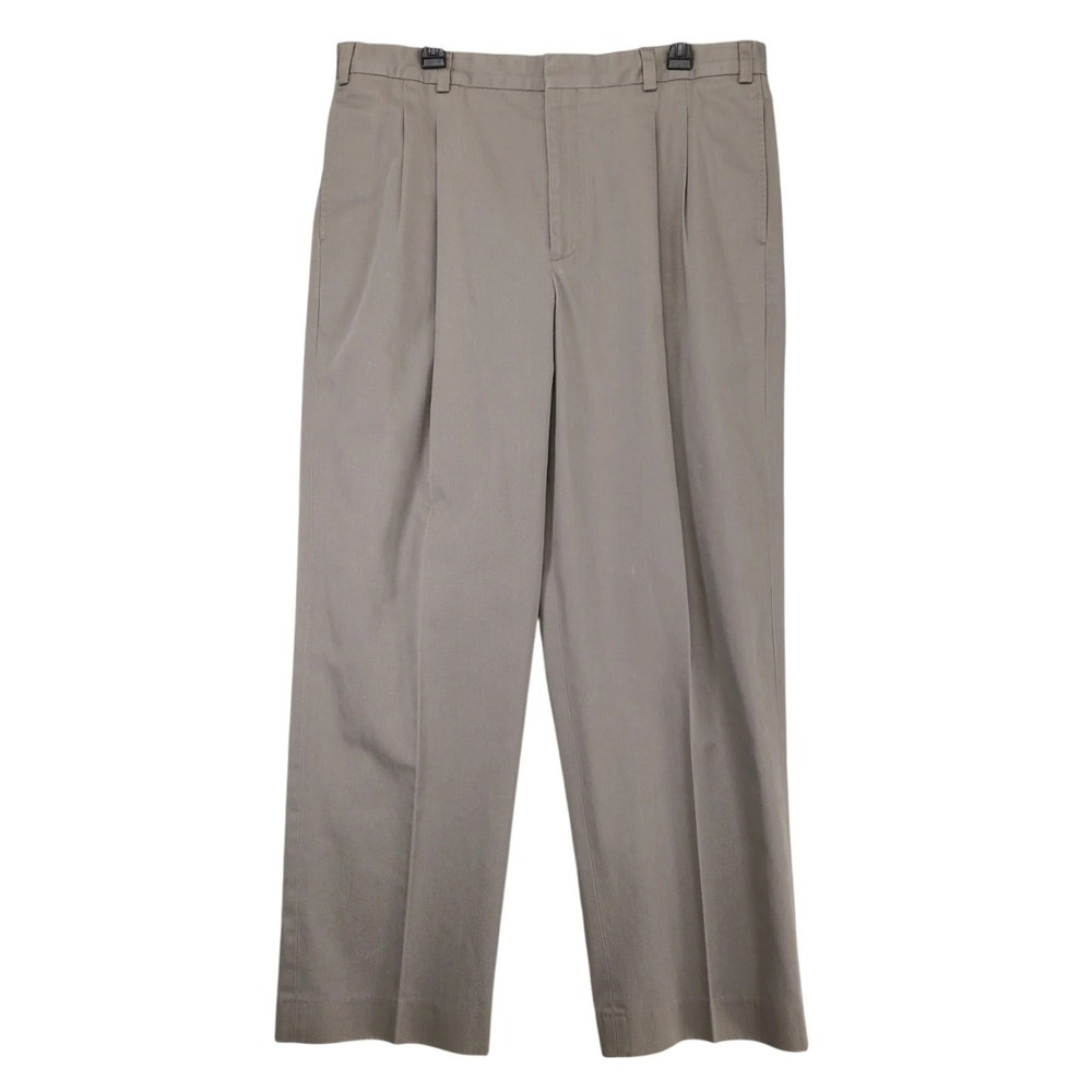 Vintage 90s LL Bean Brown Pleated Dress Pants Mens 38x31 Made Hong Kong Classic